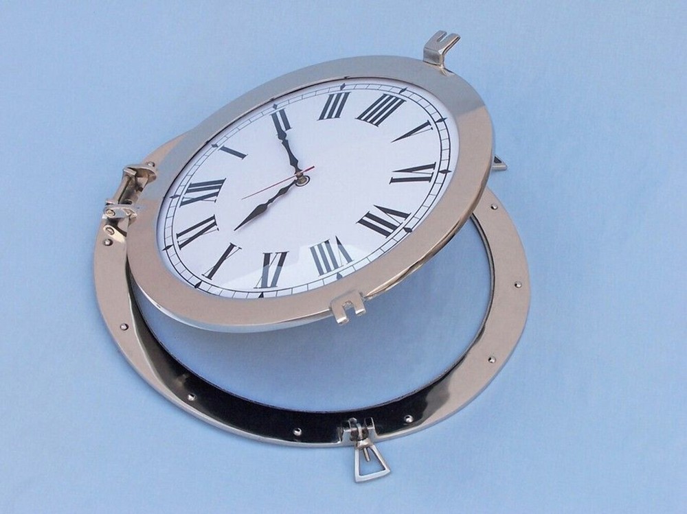 Chrome Decorative Ship Porthole Clock 20"