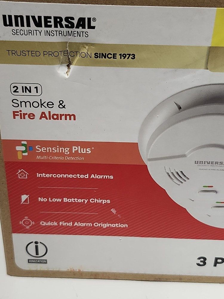 Universal Security 3 Pack Hardwired Smoke Detector W/ Ionization Sensor