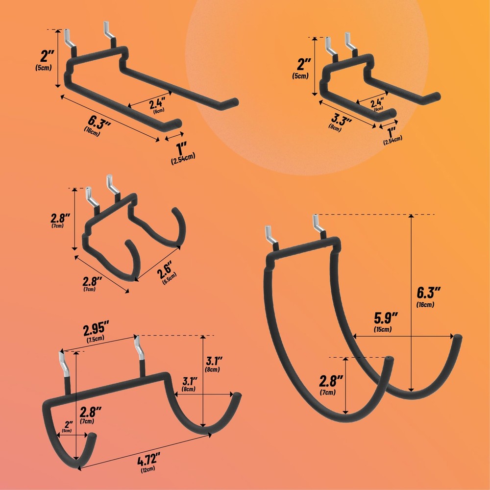 10-Pack Heavy Duty Pegboard Hooks for Power Tools - Garage Storage Solution