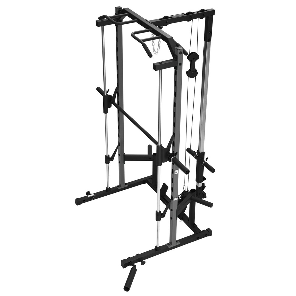 Smith Machine Power Cage Rack with Squat Rack & LAT Pull Down System Home Gym US
