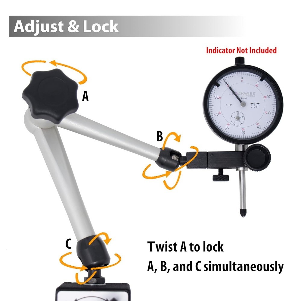 Magnetic Indicator Stand with High Pull Force, Adjustable for Accurate Readings