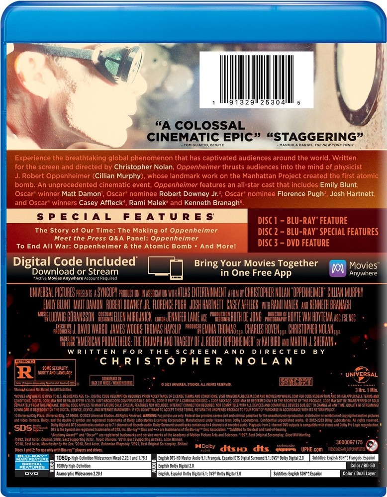 Oppenheimer Blu-ray NEW