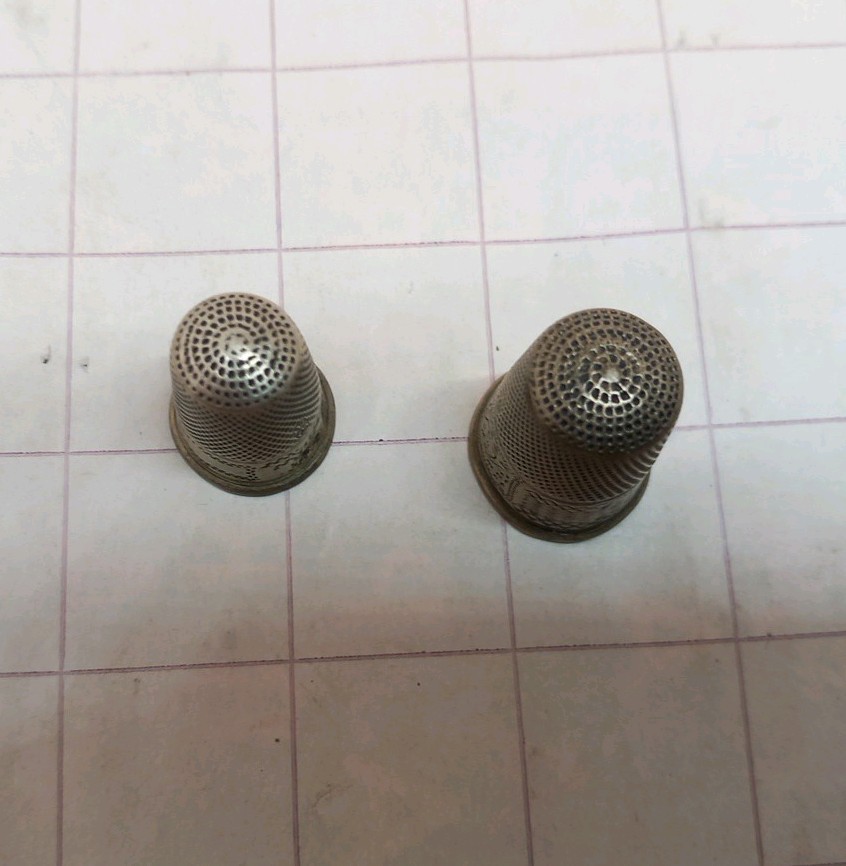 2 x Thimbles Antique George Burrows Unmarked Silver