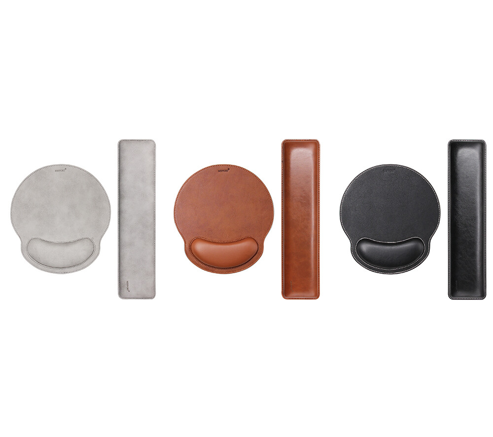 Leather Mouse Pad Wrist Support & Keyboard Leather Wrist Pad - Combo Set