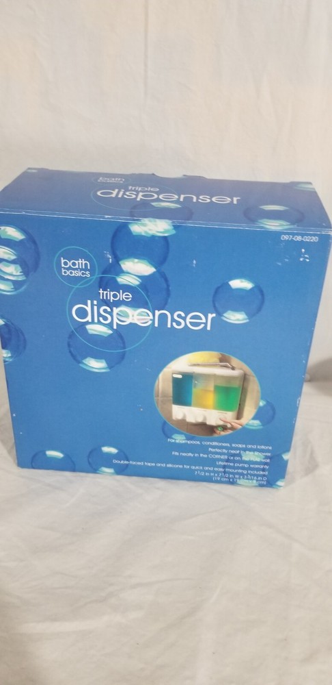 BATH BASICS TRIPLE DISPENSER NEW IN BOX