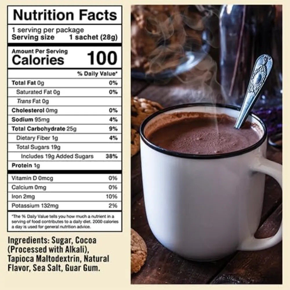 Castle Kitchen Hot Chocolate Packets, 1oz Single Serve Mix (25 Pack) Rich &