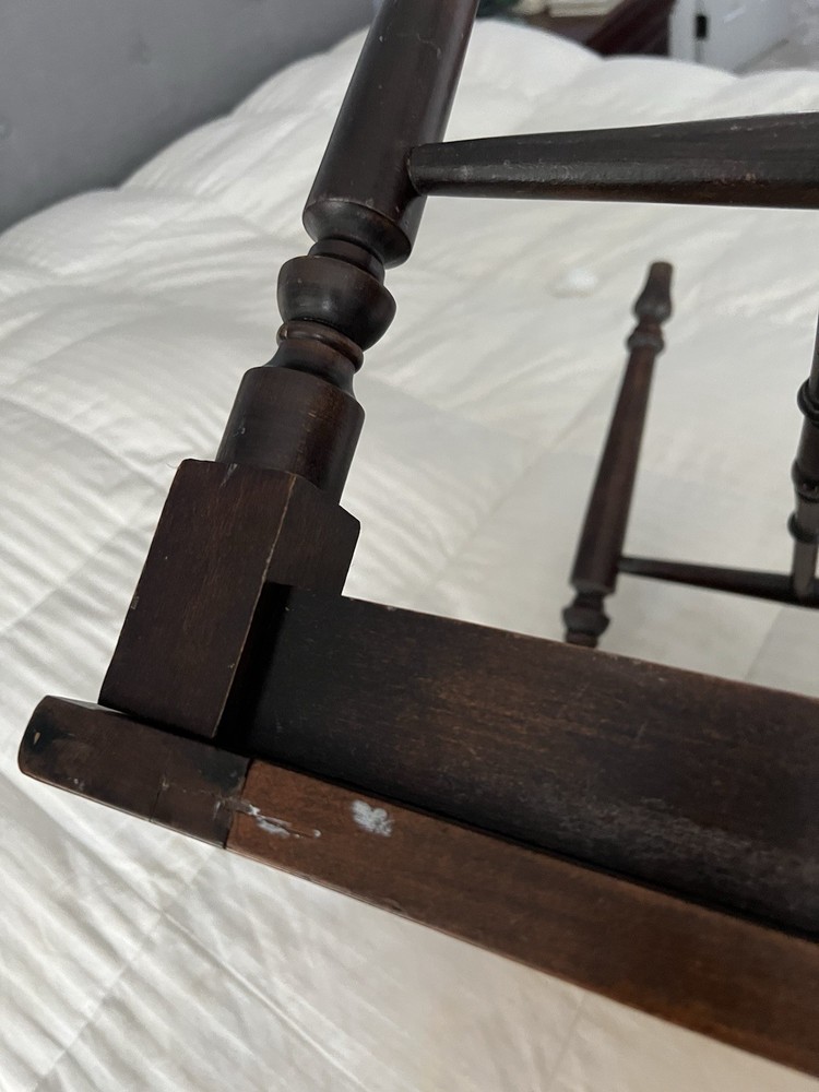 Solid Walnut Vanity Bench Piano Stool Cane Bottom Turned Legs Antique Or Vintage
