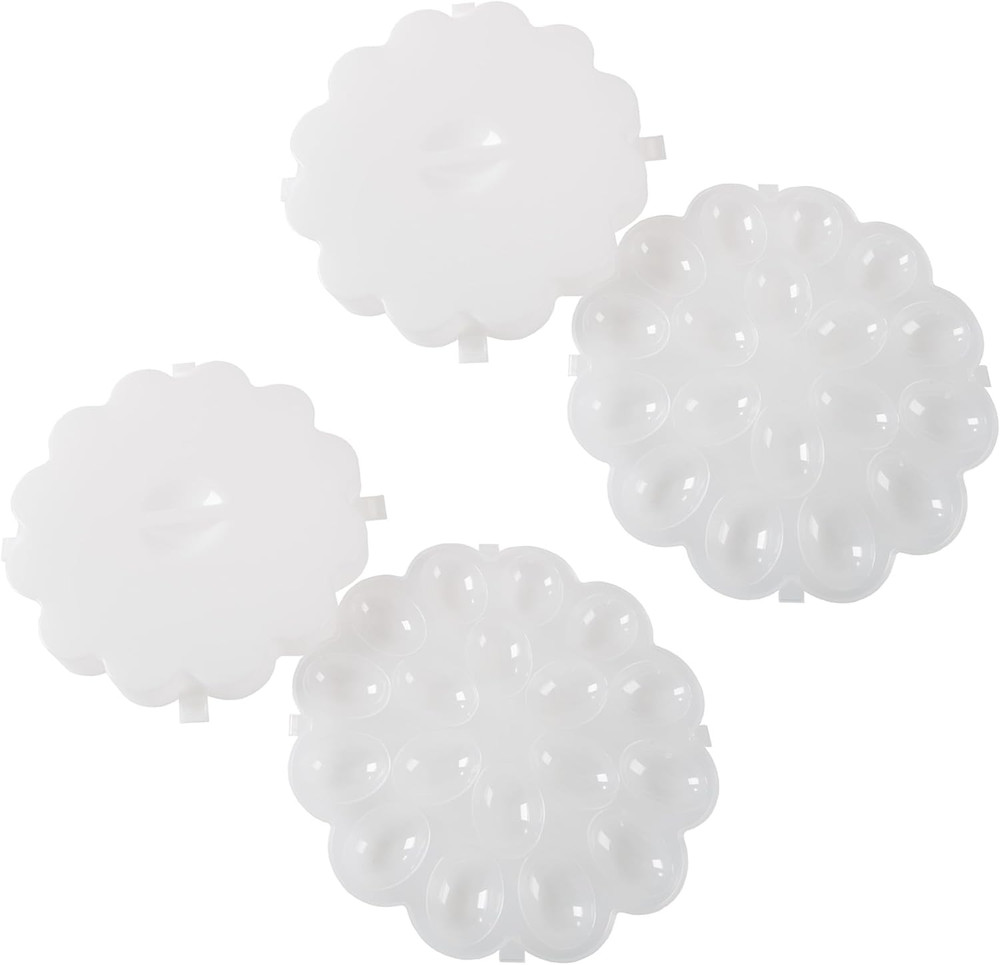 2 Pack Deviled Egg Tray w/ Lid 36 Count Stackable Carrier