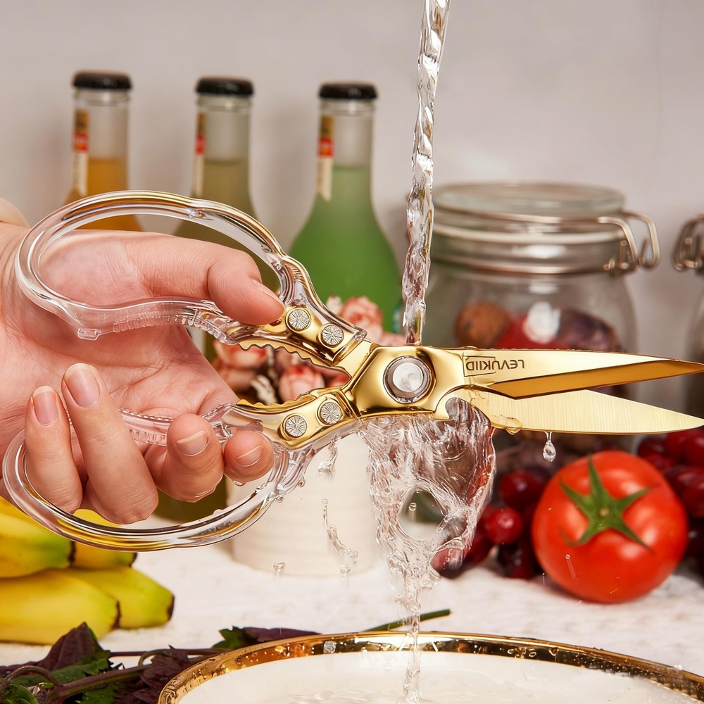 Rust-Resistant Kitchen Scissors, Transparent and Stylish Handle, Suitable For...