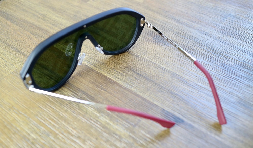 Fendi FFM0039 807XR Grey Lens Silver Frame Oversized Shield Sunglasses