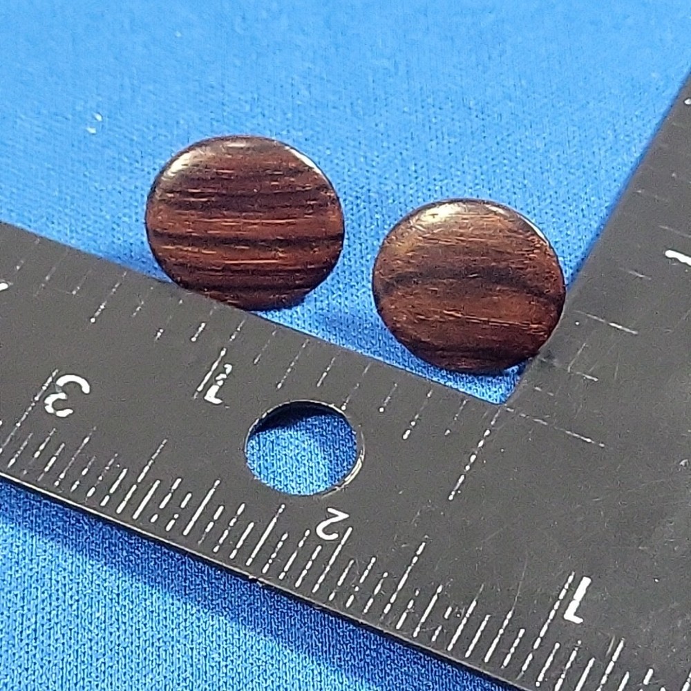 Vintage Woodgrain Earrings Button Style Dot Pierced Post Studs
