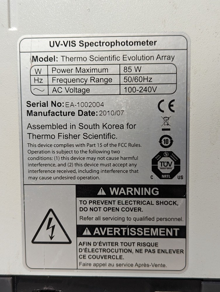 Thermo Scientific Evolution Array UV-Visible Spectrophotometer
