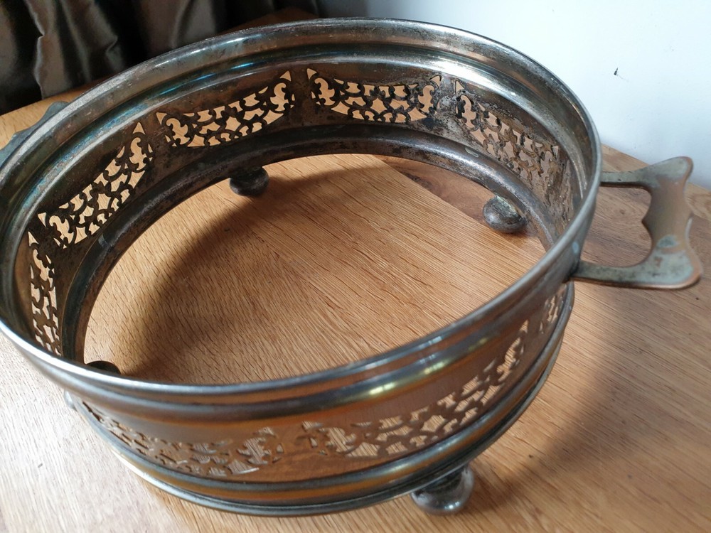Beautiful Antique Silver Plated Serving Dish Holder with Handles