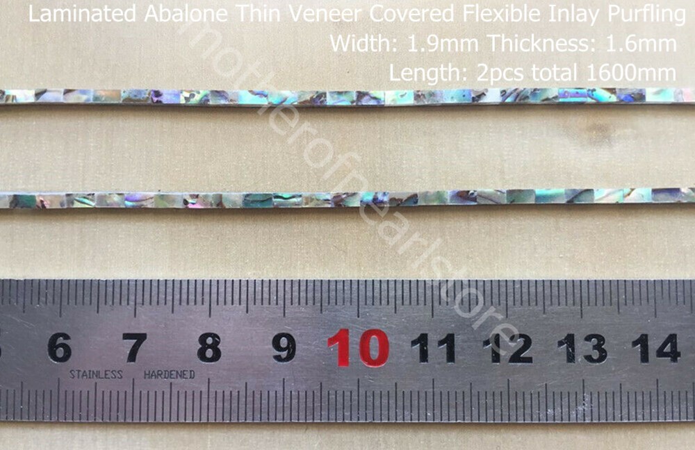 2pcs total length 1600mm Laminate Abalone Thin Veneer Covered Flexible Purfling
