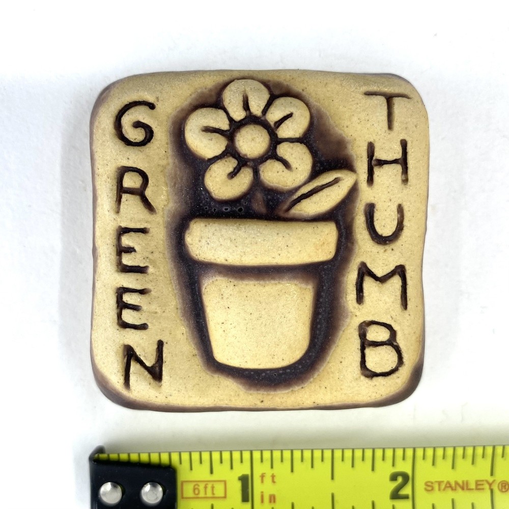 Green Thumb 2x2" Ceramic Art Tile by Gretchen Kramp