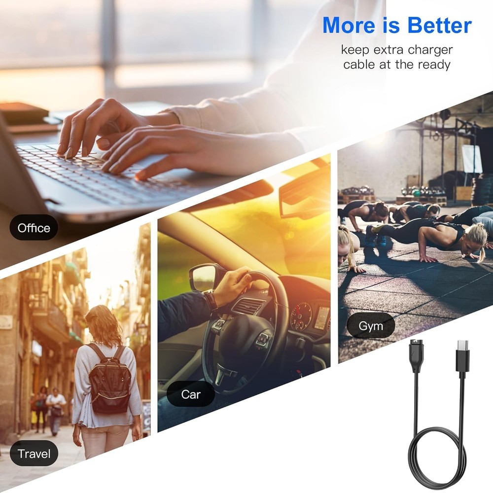 Compact 3.3 Ft Type C Replacement Cable for Garmin Watches - Fast Charging