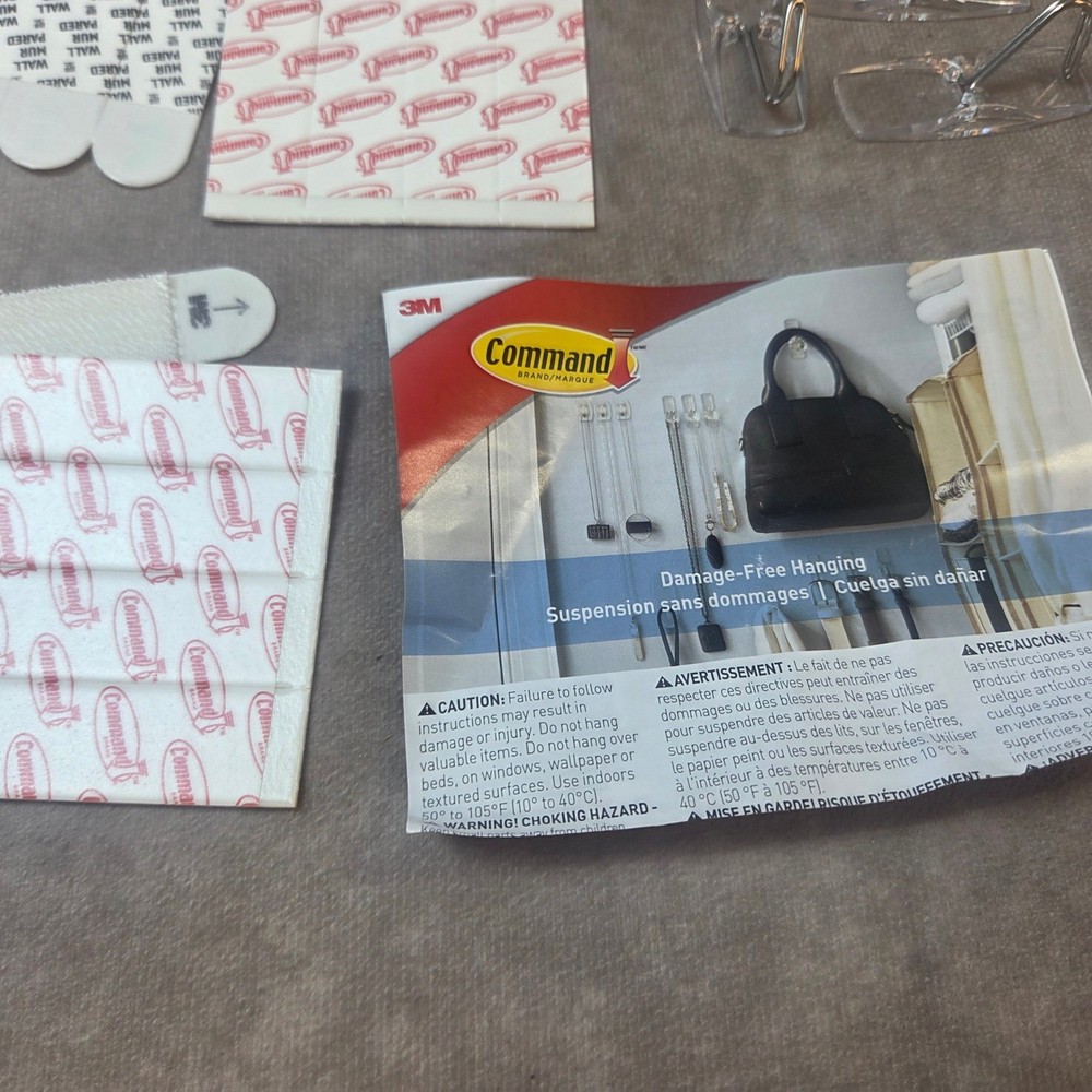3M Command Hook Bundle Brushed Nickel Clear Wire Hooks Mini Clips Adhesive Strps