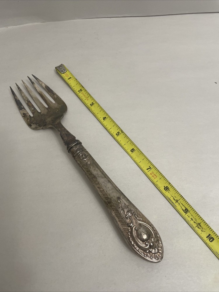 Silver Plate Handle Fish Knife Fork Old Vtg Antique Utensil Set