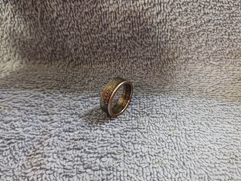 Virginia Handcrafted   Washington Quarters coin ring, 2000,  size 7- 1/2
