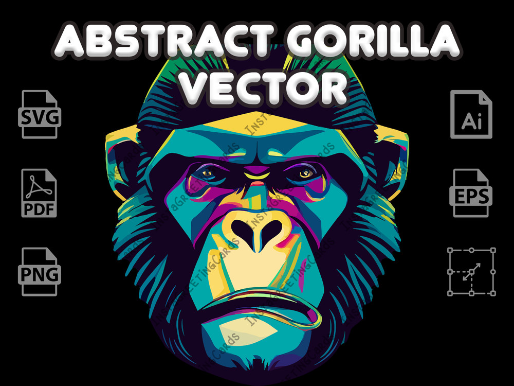 Abstract Gorilla Vector | Gorilla vector | Abstract svg | Gorilla svg | Gorilla