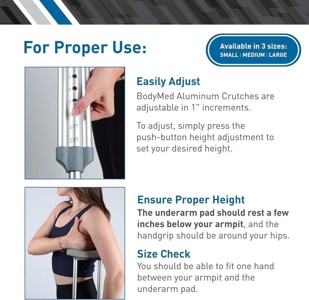 BodyMed Aluminum Medium, 5'2" – 5'10", Silver