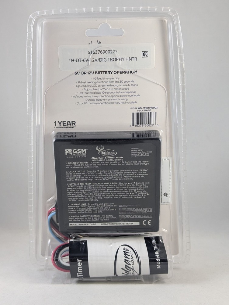 Wildgame Innovations Digital Controller Timer 6V or 12V Battery Operation TH-DT