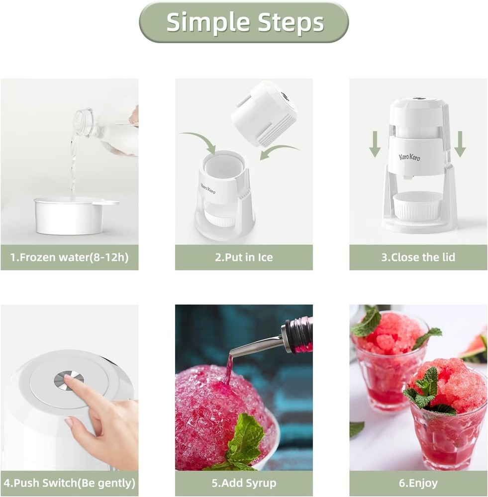 Snow Cone Machine - Shaved Ice Machine with 2 Ice Molds & Adjustable Blades