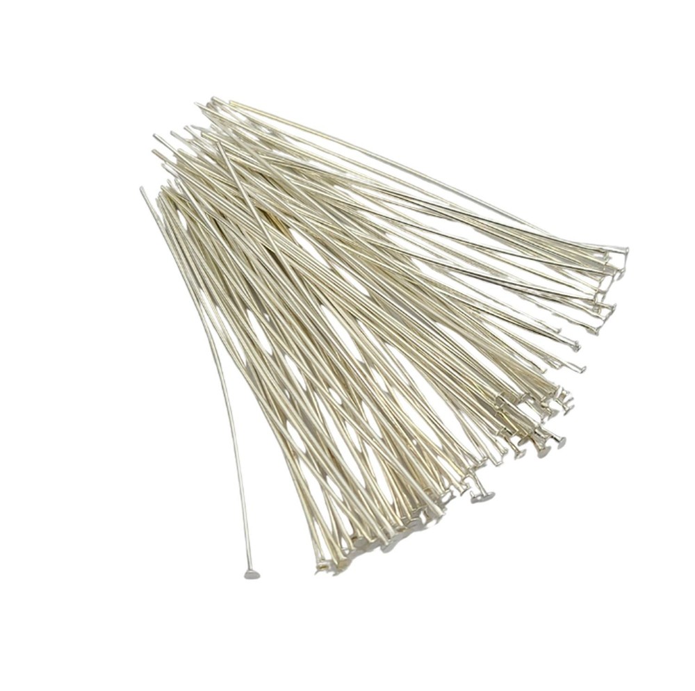 200pcs-Silver Plated Brass Headpins 2inch.