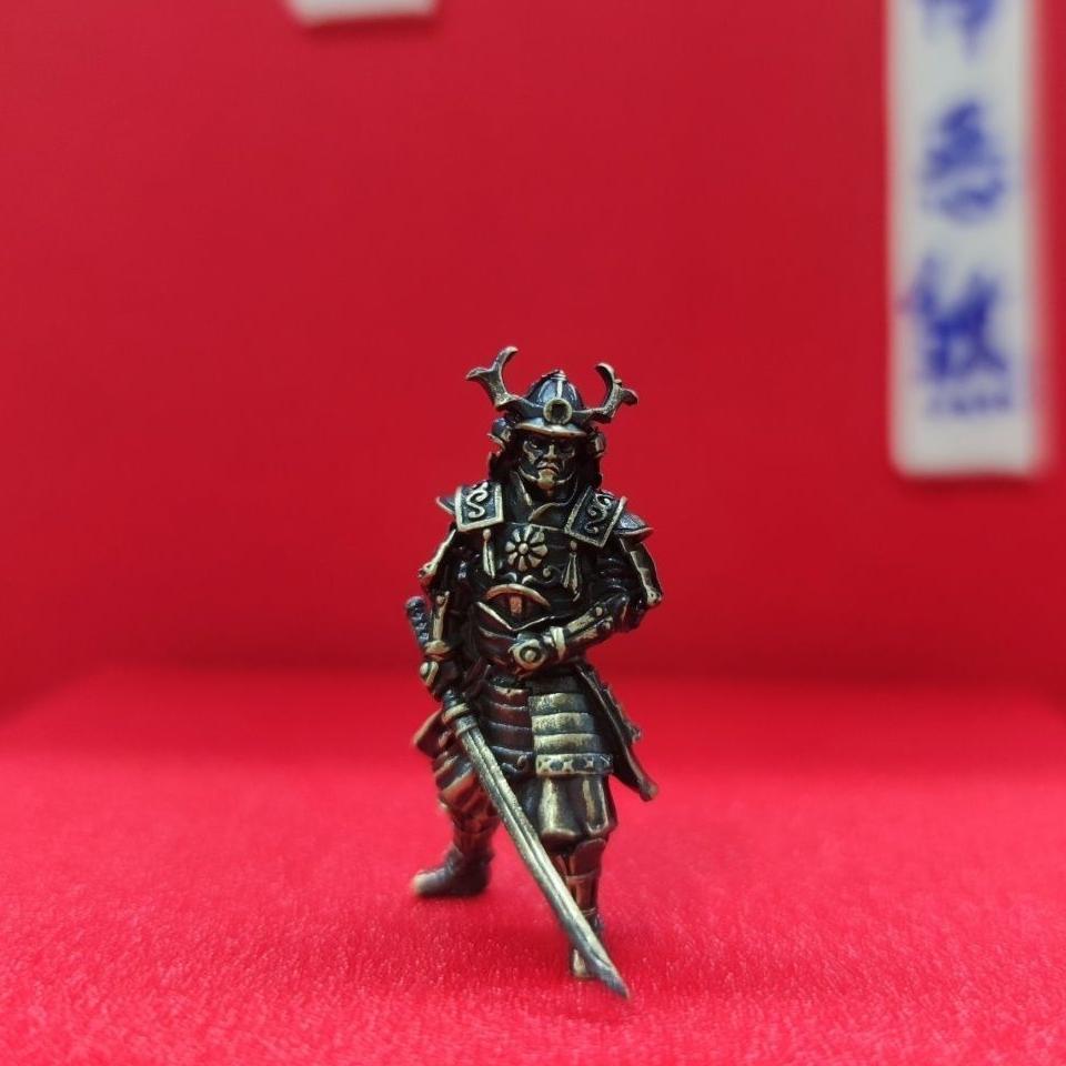 Black Solid Bronze Slash Samurai Ancient Soldier Statue Ornaments Handicraft