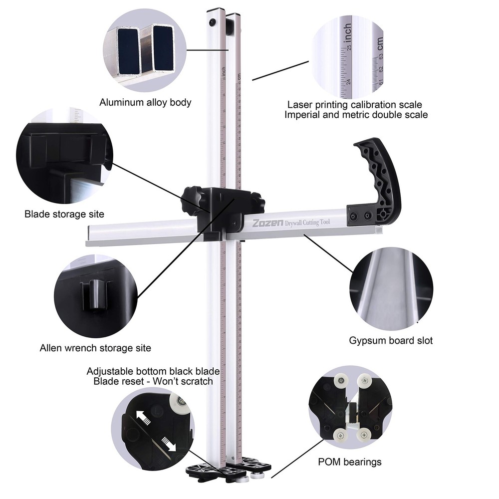 Drywall Cutting Tool, Foldable Drywall Cutter, Metric + Imperial Scale, Easy ...