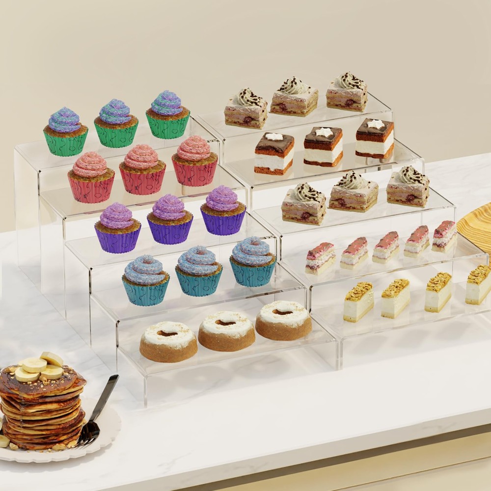 Anglelife 2 Set Large Acrylic Risers, 8 Pcs Rectangular Clear Acrylic Display...