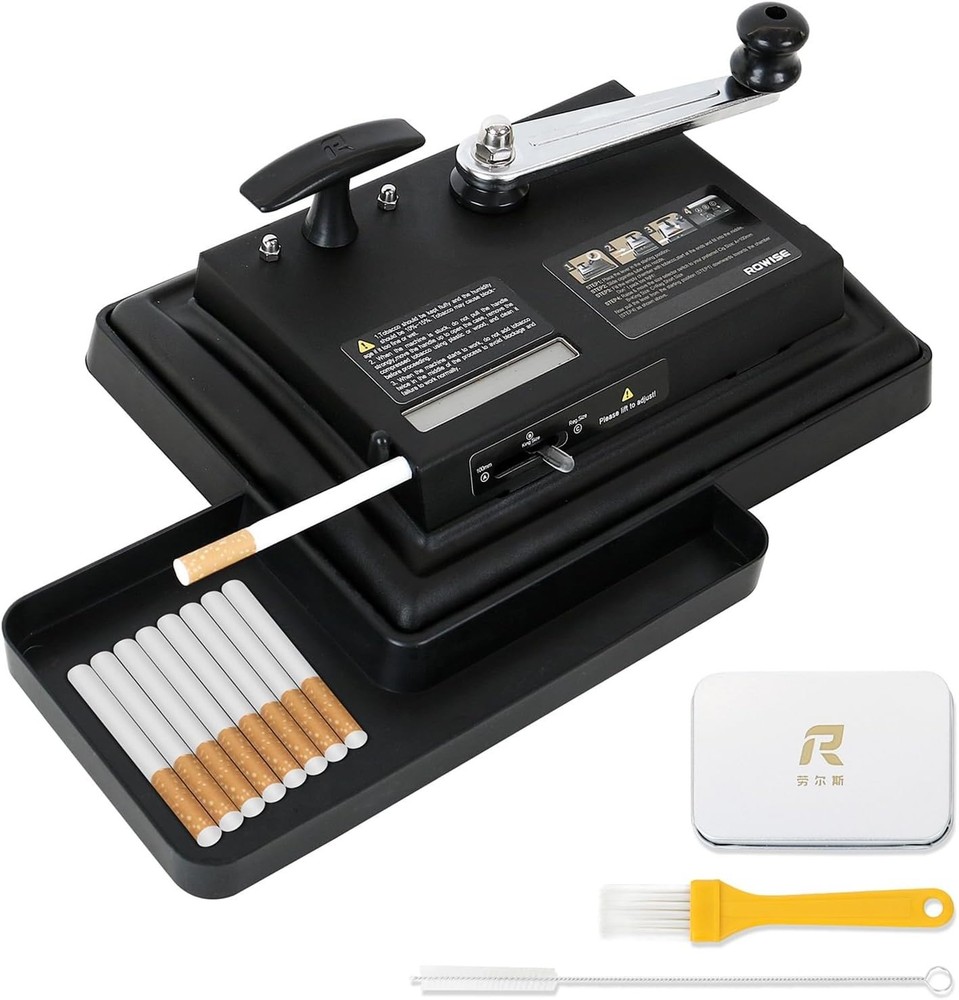 Manual Homemad Cigarette Rolling Machine + Tray & Case, Adjustable for King Size