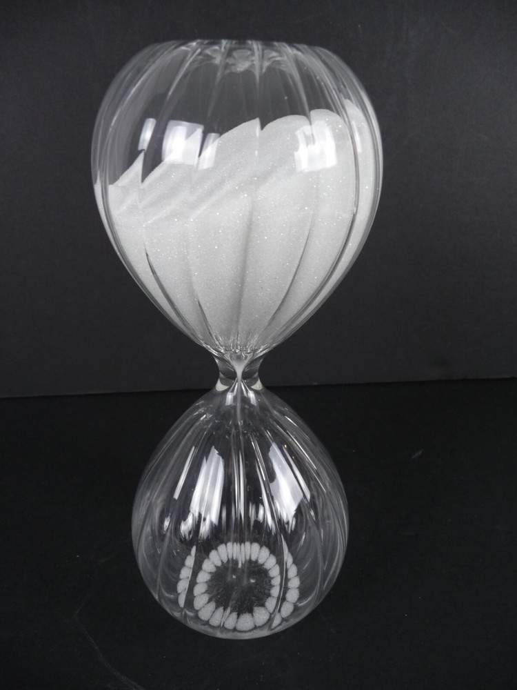 Hourglass Sand Timer 30 Minute Fluted Glass Desktop Kitchen 8”