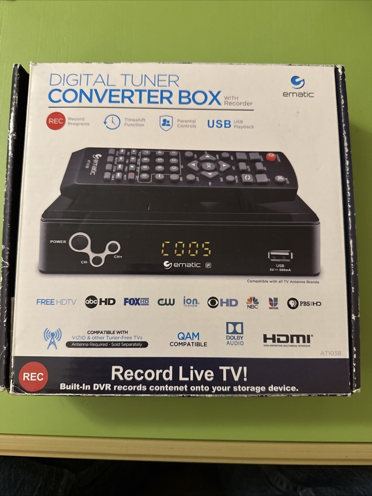 Ematic AT103B Digital Converter Box with Remote Sealed