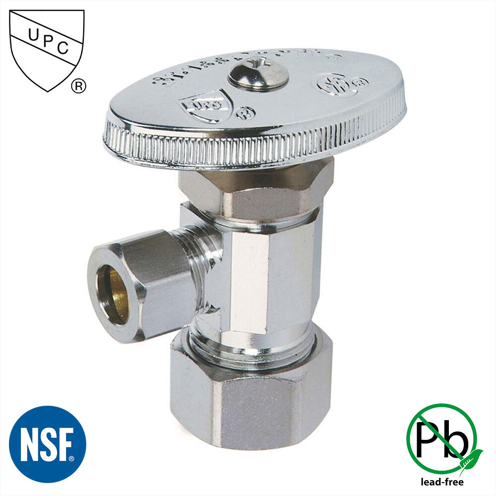 5/8  Comp X 3/8  Comp Multi Turn Brass Angle Stop Valve Coarse Thread-Lead Free