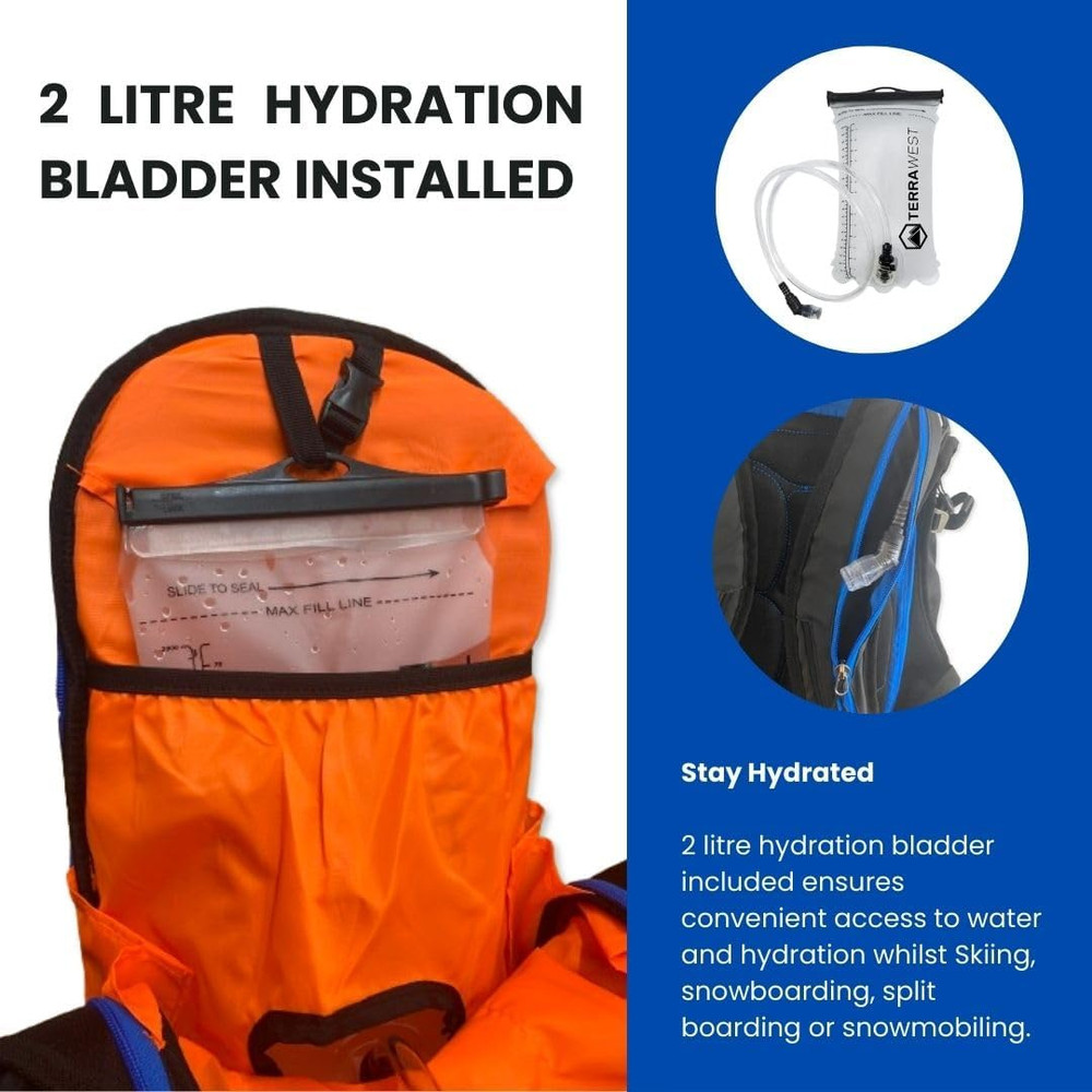Core Avalanche Kit,Ski Backpack Including Recco & Removable Back Protector, Hydr
