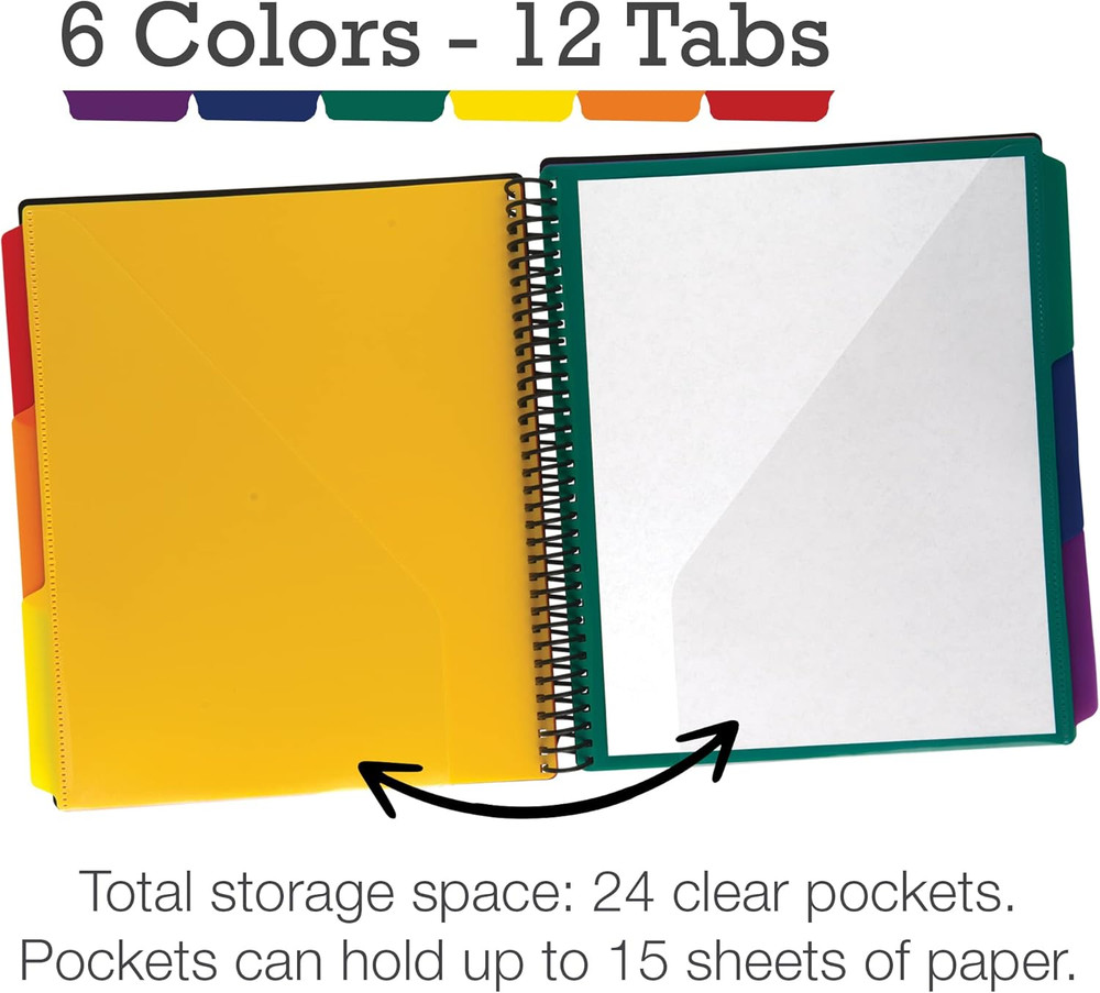 2 Pack Deluxe 24 Pocket Spiral Project Organizer with Refillable Notepad, Custom
