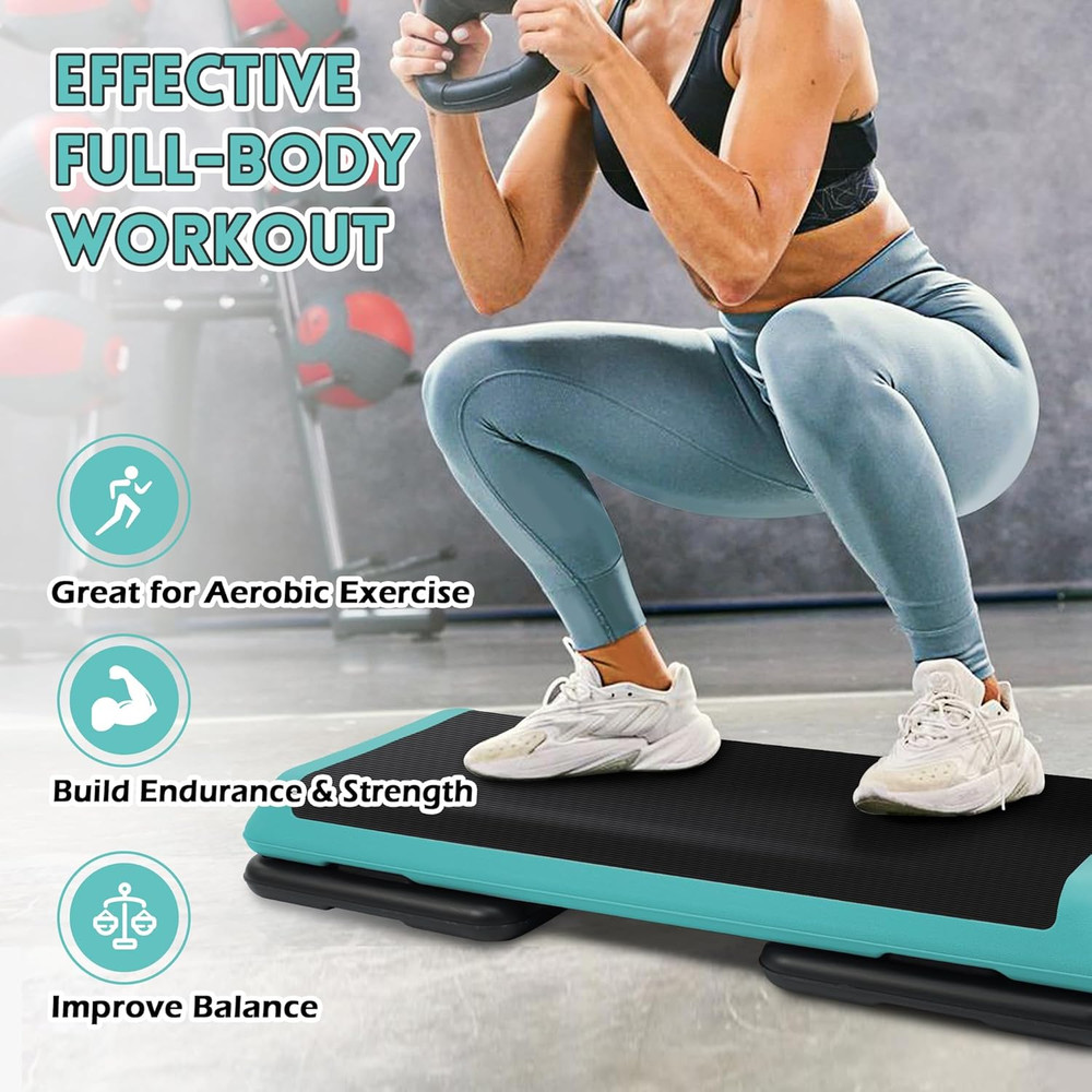 Step Aerobic Platform, Exercise Step with 5 Levels Adjustable Height, 4 Stackabl