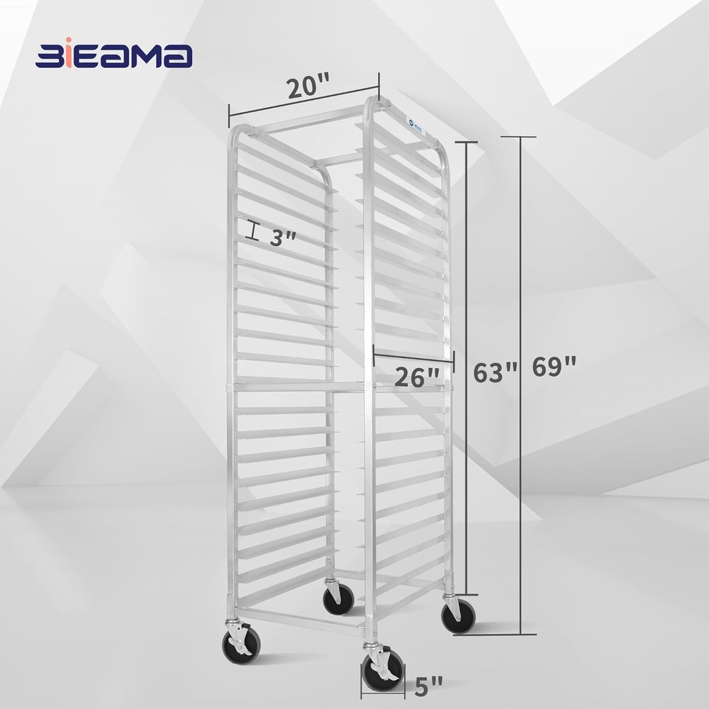 20-Tier Baking Rack, Aluminum Baking Rack with 4 Wheels