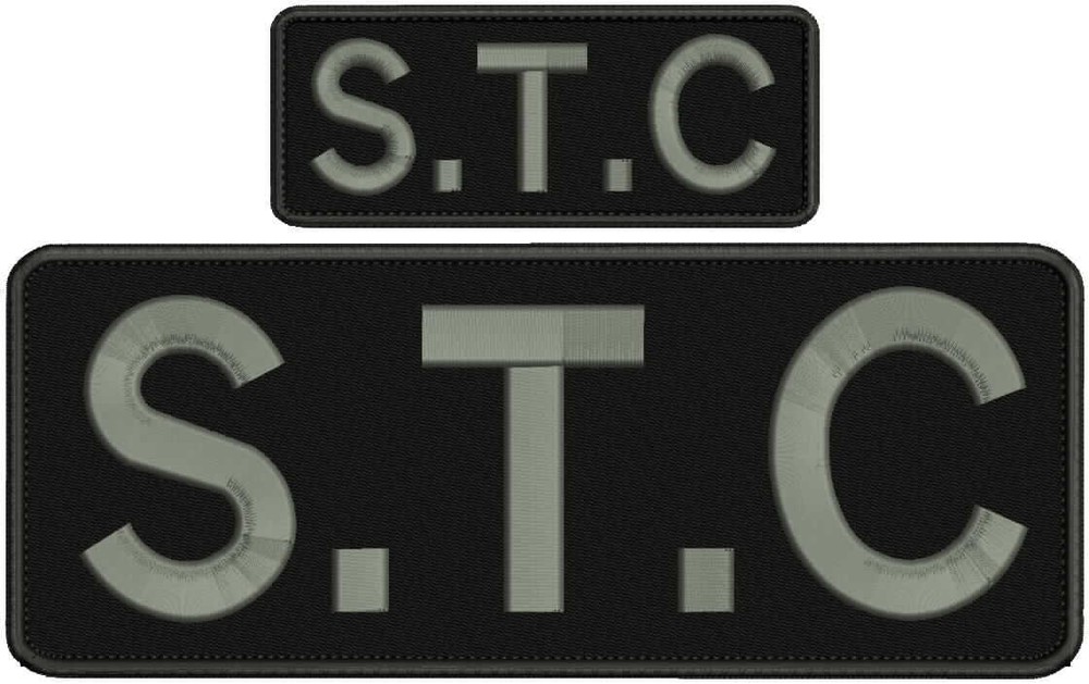 STC embroidery patch 4x10 and 2x5 grey hook