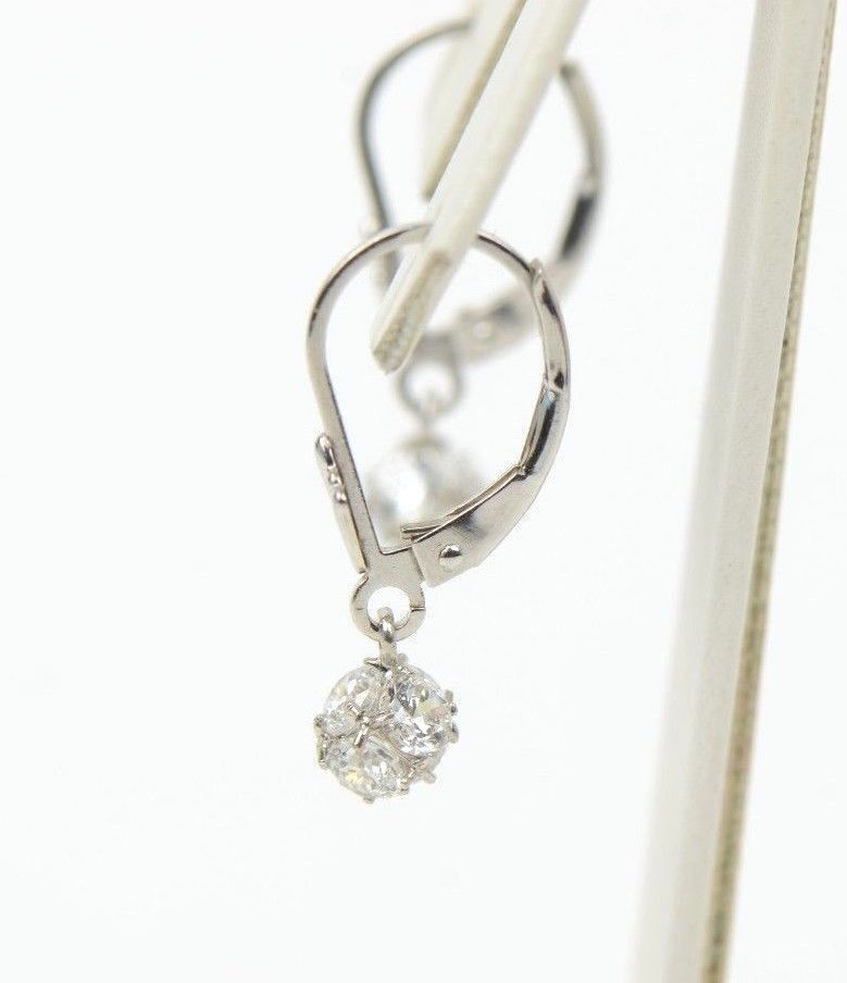 925 Sterling Silver Womens CZ Ball Dangle Earrings