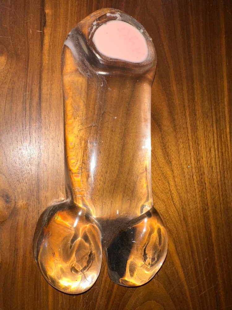Clear epoxy penis paper weight