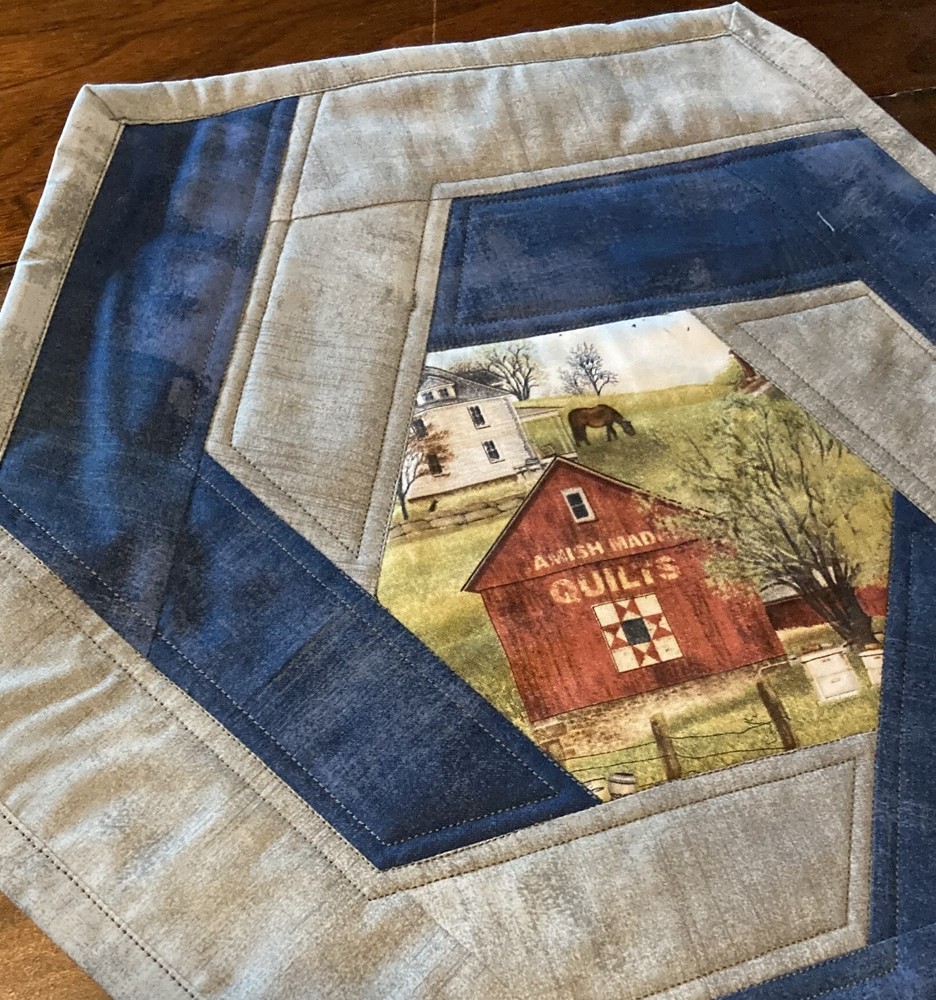 August Amish Barn Quilt Table Topper