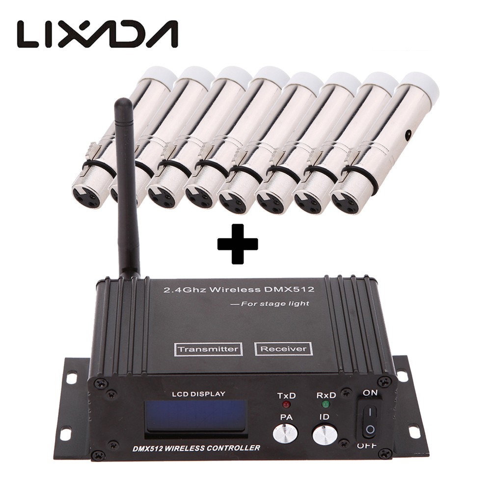 2.4G Wireless DMX 512 Controller Transmitter Receiver LCD Display Repeater D5X9