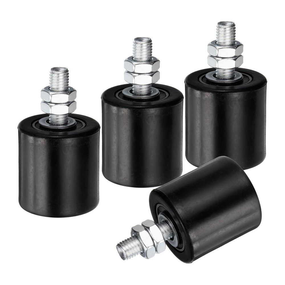 4Pcs Slide Gate Guide Roller 2" Nylon Sliding Gate Support Assembly, Black