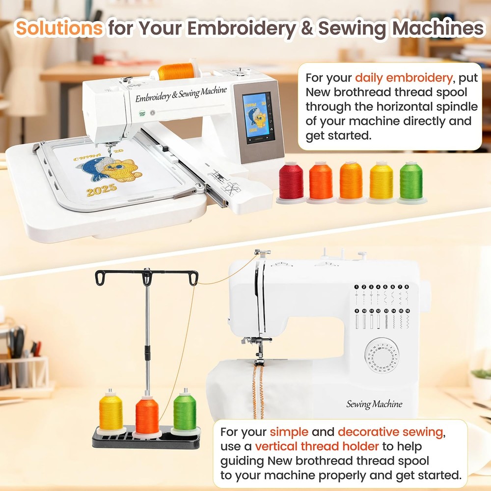 New brothread 64 Spools 1000M 1100Y Polyester Embroidery Machine Thread Kit
