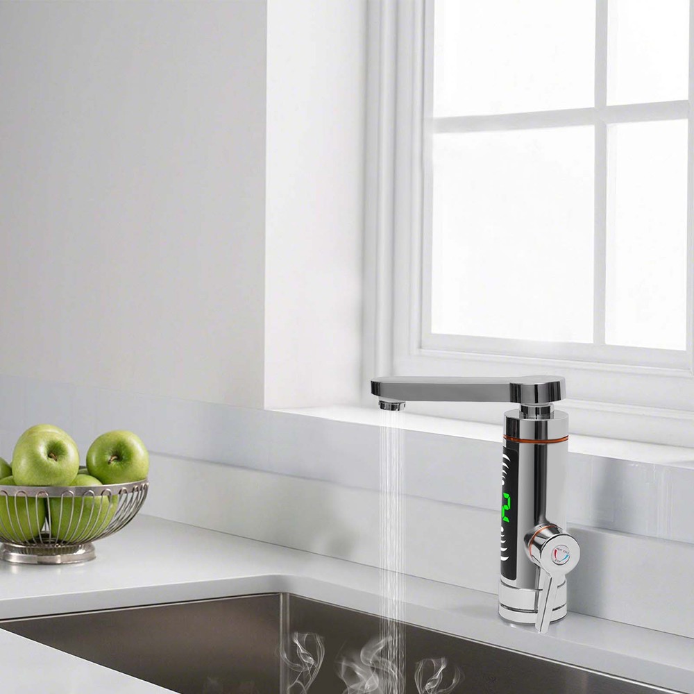 110V Electric Instant Hot Water Heater Shower Kitchen Tap Faucet Digital Display