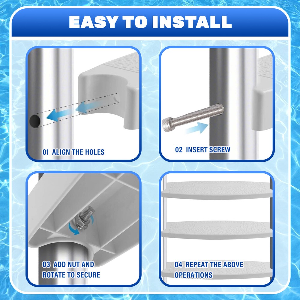 3Pcs Swimming Pool Molded Plastic Replacement Ladder Rung Steps
