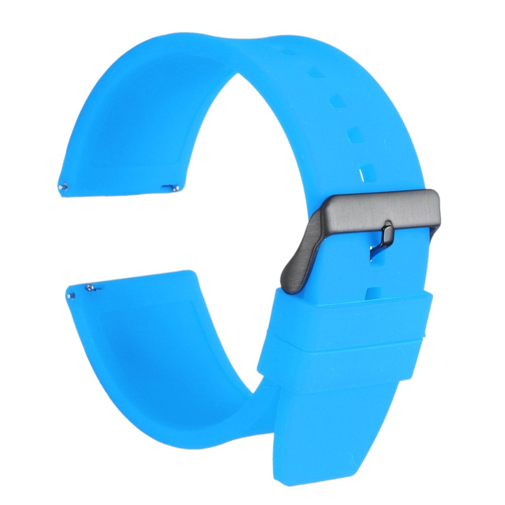 Silicone Watch Band 28mm Black Clasp Quick Release Watch Strap, Light Blue
