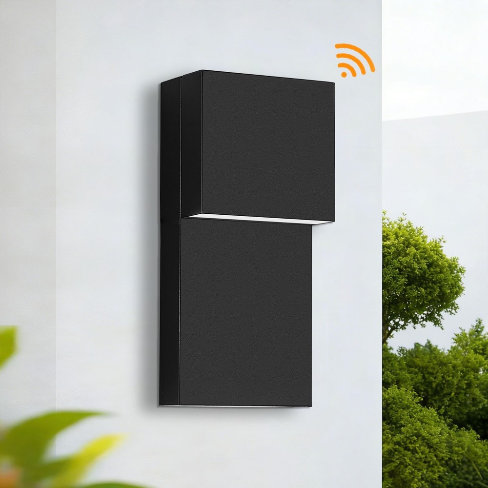 1-2 Pack 11.8 in. Black Motion Sensing Dusk to Dawn LED Wall Light